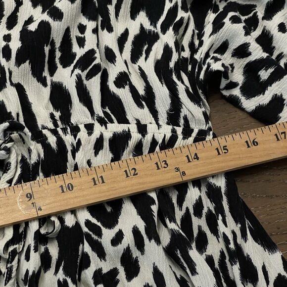 Animal Print Dress Women Extra Large XL High Low Frayed Hem Rayon V-neck Keyhole - Picture 12 of 14